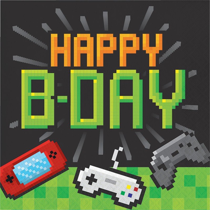 16 serviettes de table Gaming Party Hbd 33 cm