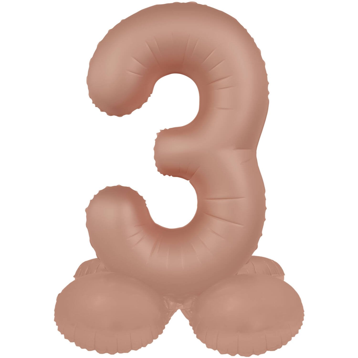 Palloncino numero 3 Vintage Rose Ultra Matte con supporto 41 cm