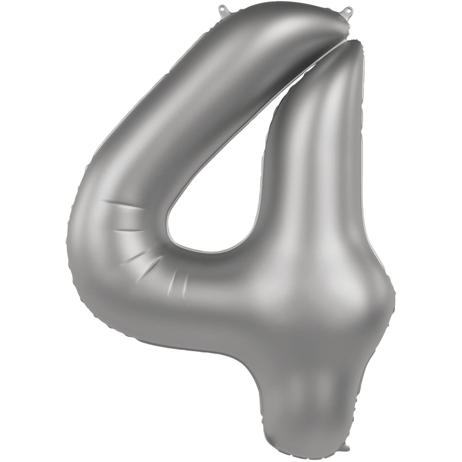 Palloncino numero 4 glitterato argento chiaro di luna 86 cm