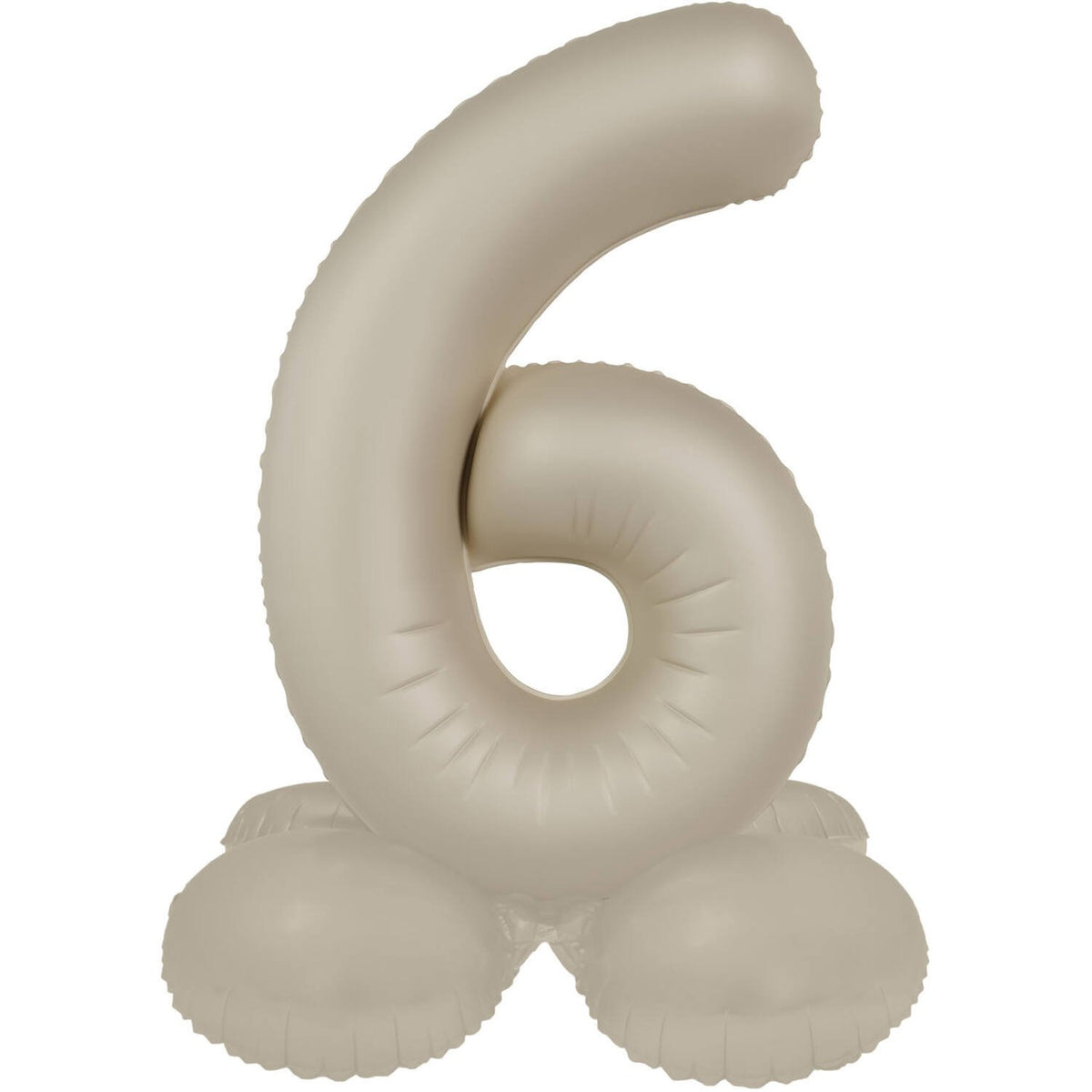 Number 6 Creamy Latte Ultra Matte balloon with Stand, 41 cm