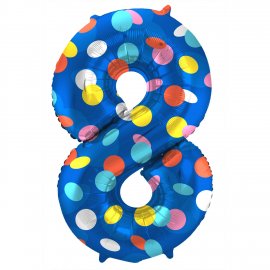 Number 8 Colorful Dots Balloon 86 cm