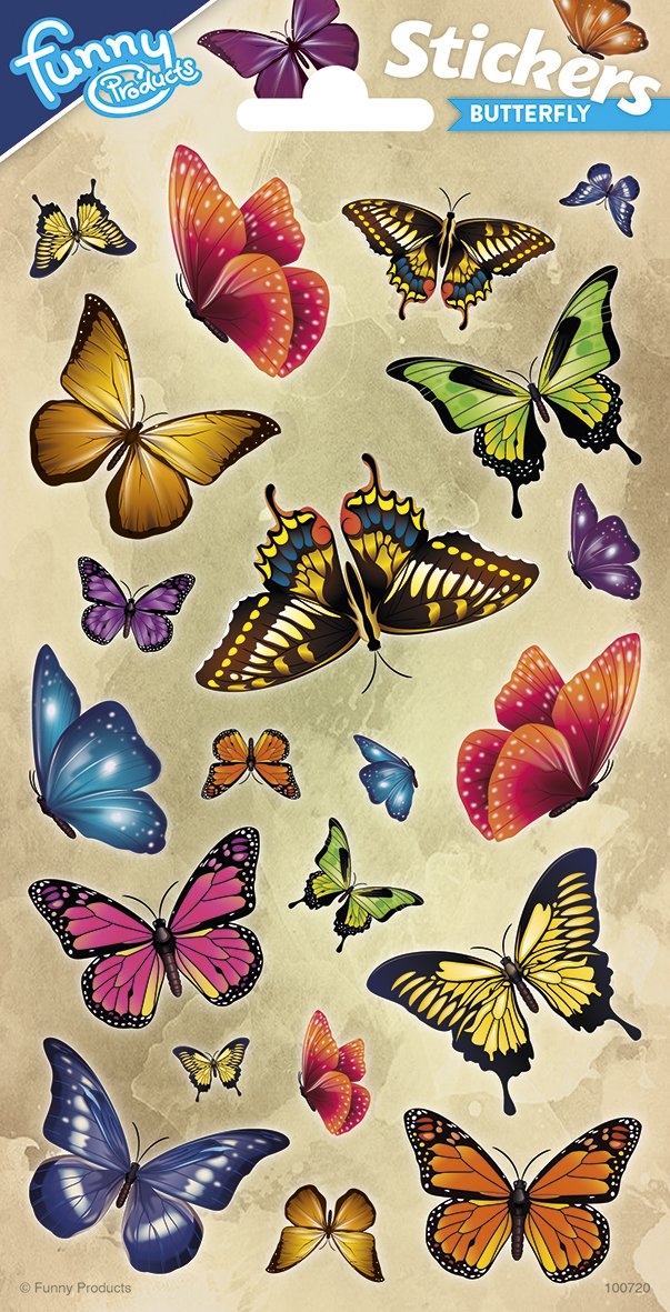 Autocollants papillons à paillettes 102 x 200 mm