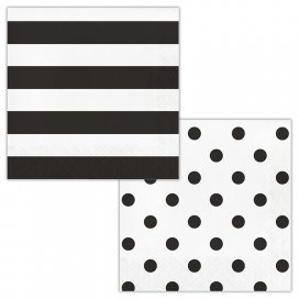 All / Vajillas y Temáticas / Vajillas por Colores / Black Velvet Dots and Stripes