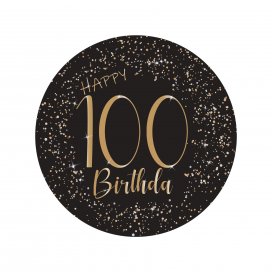 All / Vajillas y Temáticas / Milestone - Edades / Elegant 100 Cumpleaños Black