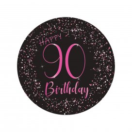 All / Vajillas y Temáticas / Milestone - Edades / Elegant 90 Cumpleaños Pink