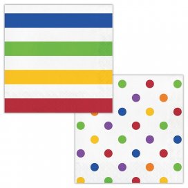 All / Vajillas y Temáticas / Vajillas por Colores / Multicolor Dots and Stripes