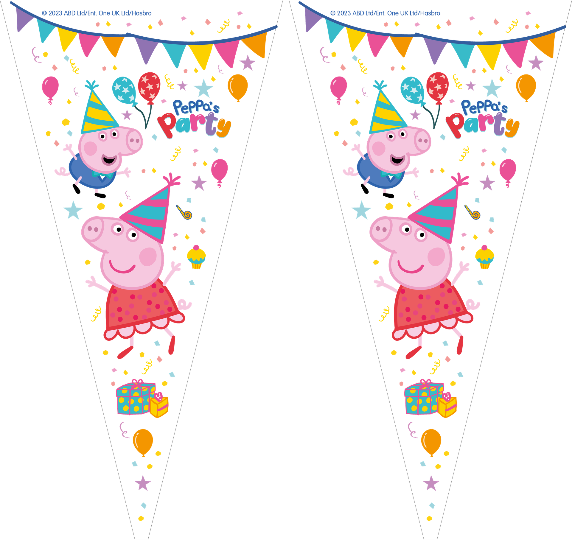 100 Bolsa Cono 20 X 40 Peppa Pig