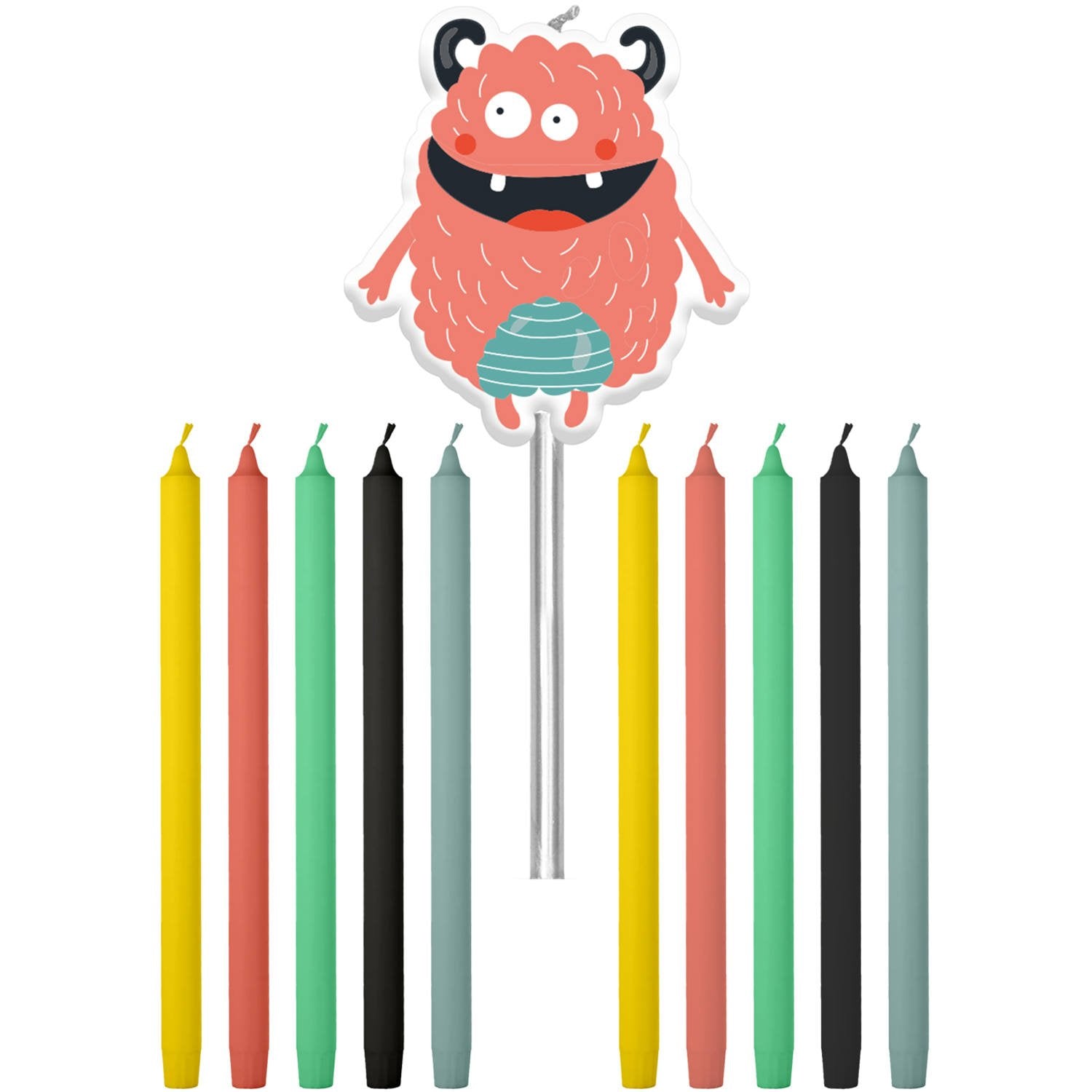 11 bougies monstrueuses droites de 10 cm