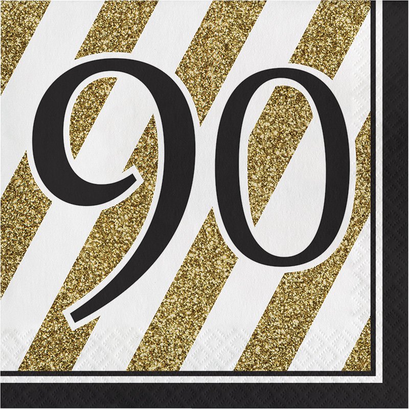 16 SERVILLETAS 33 CM '90 BLACK & GOLD