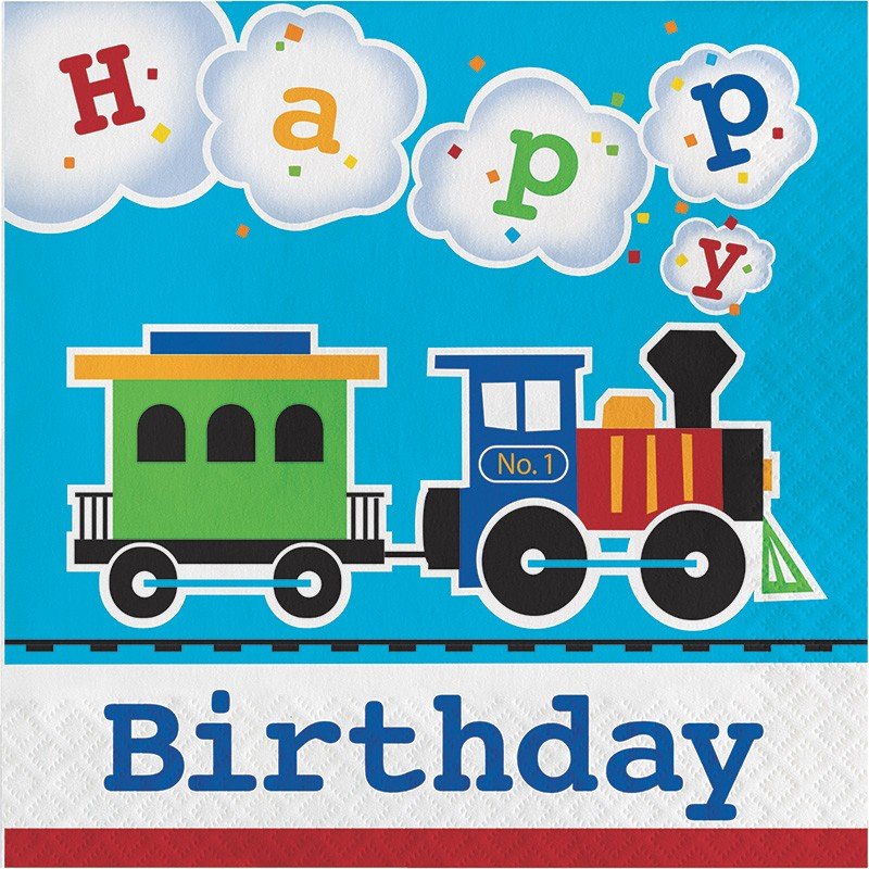 16 SERVILLETAS 33 CM HAPPY BIRTHDAY LIL TRAIN