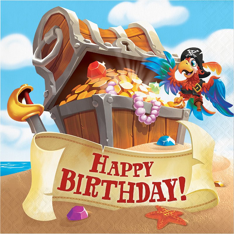 16 Servilletas Pirate Party Hbd 33 cm