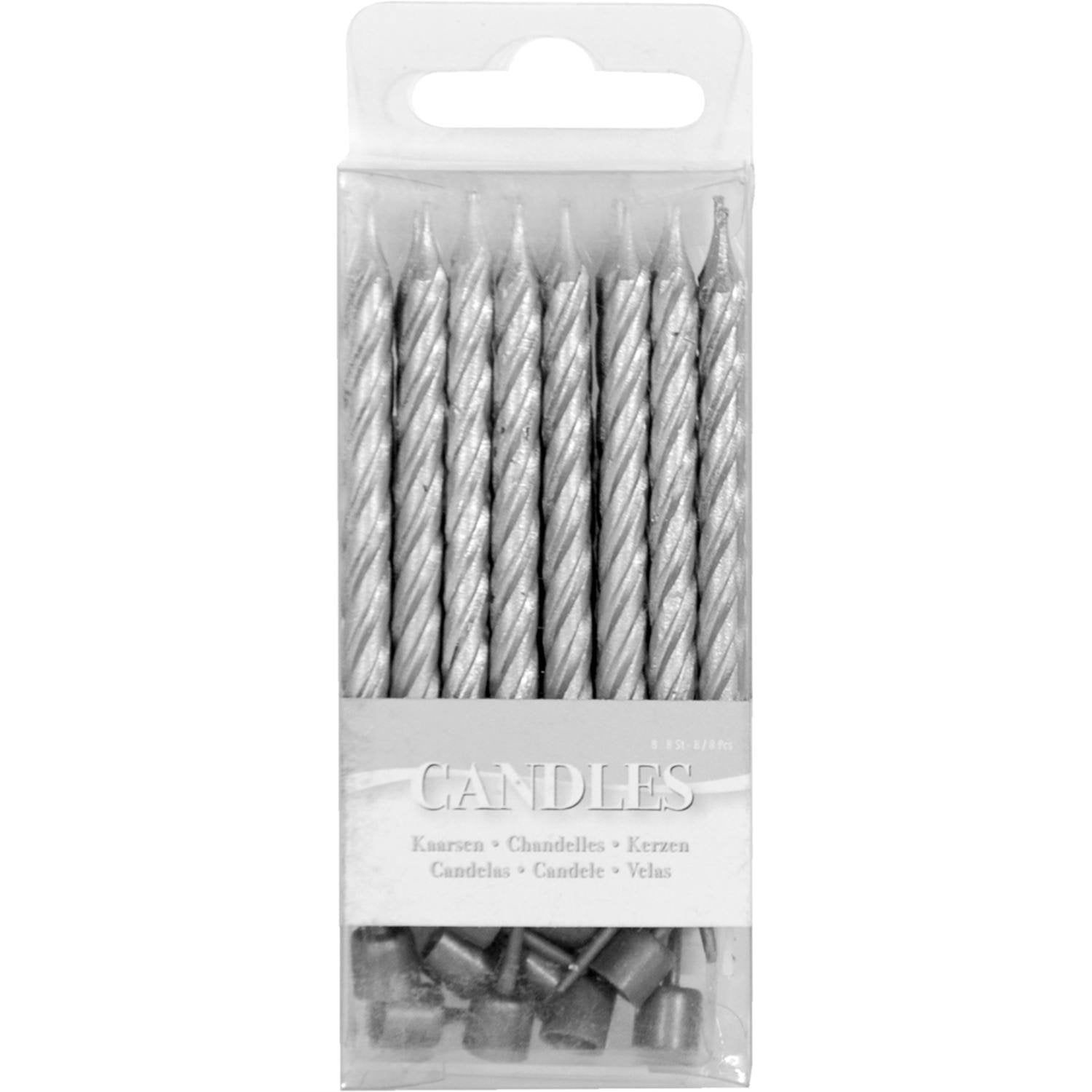 16 candele metalliche argentate