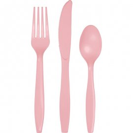 18 CUBIERTOS PLASTICO PREMIUM CLASSIC PINK