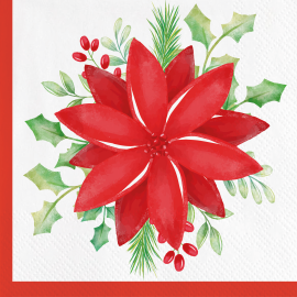 20 SERVILLETAS NAVIDAD PONSETIAS 33 CM