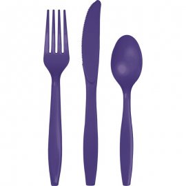 24 POSATE IN PLASTICA VIOLA PREMIUM