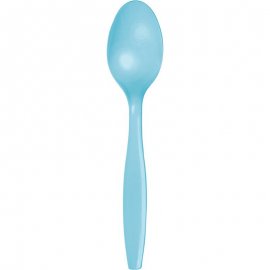 24 CUCHARAS PLASTICO PREMIUM PASTEL BLUE