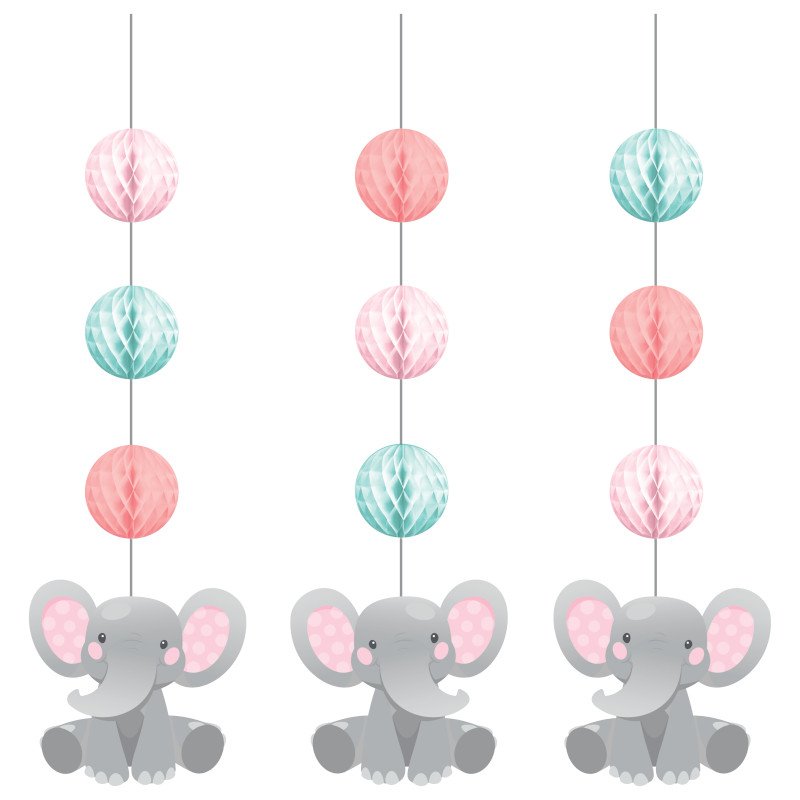 3 Colgantes PINK ELEPHANT