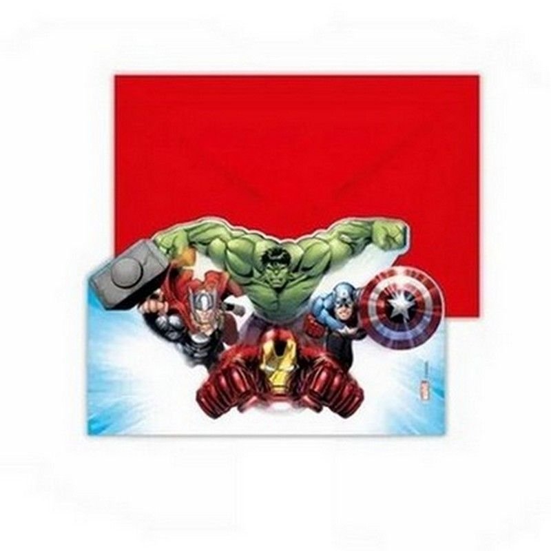 6 INVITATIONS AVENGERS