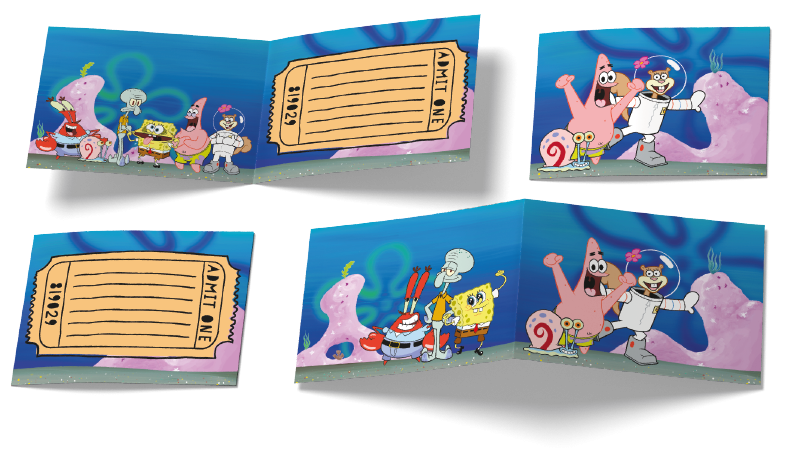 6 invitations Bob l'éponge 240 x 80 mm