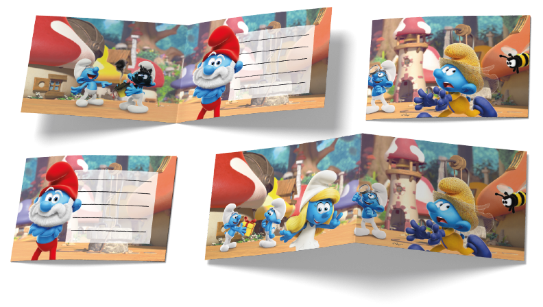 6 Invitaciones Pitufos 240 x 80 mm