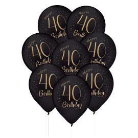 8 eleganti palloncini in lattice nero per 40 anni