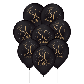 8 eleganti palloncini in lattice nero per 80 anni