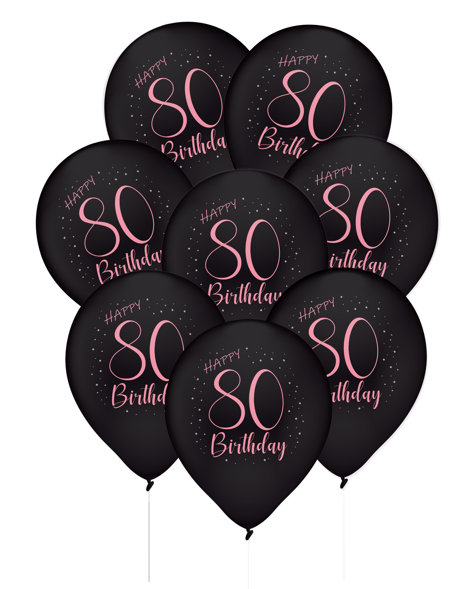 8 Globos Latex Elegant Pink 80 años