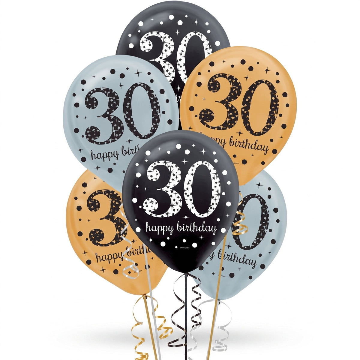 8 Globos de Látex 30 Años Elegante