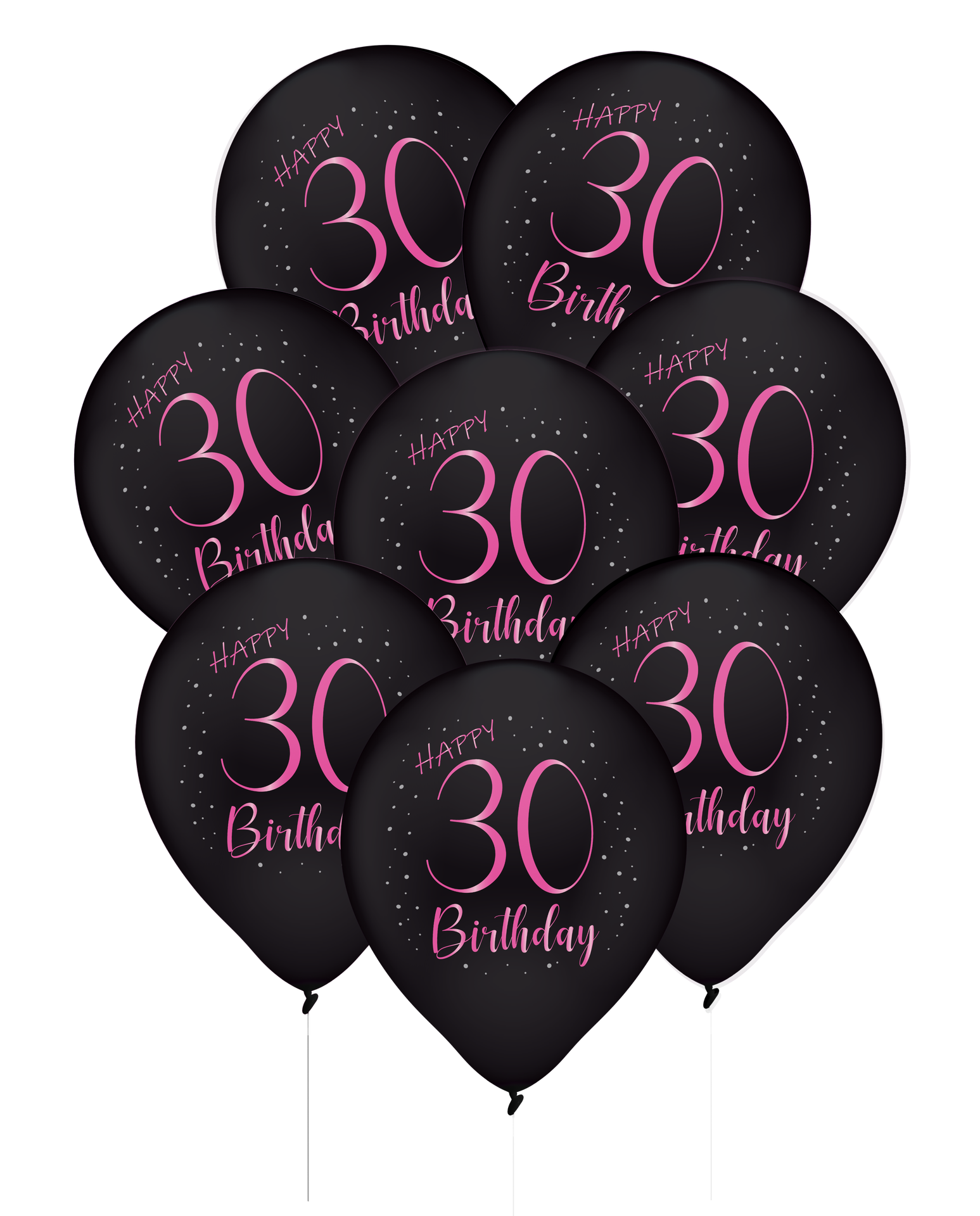 8 Globos de Látex 30 Años Elegant Pink