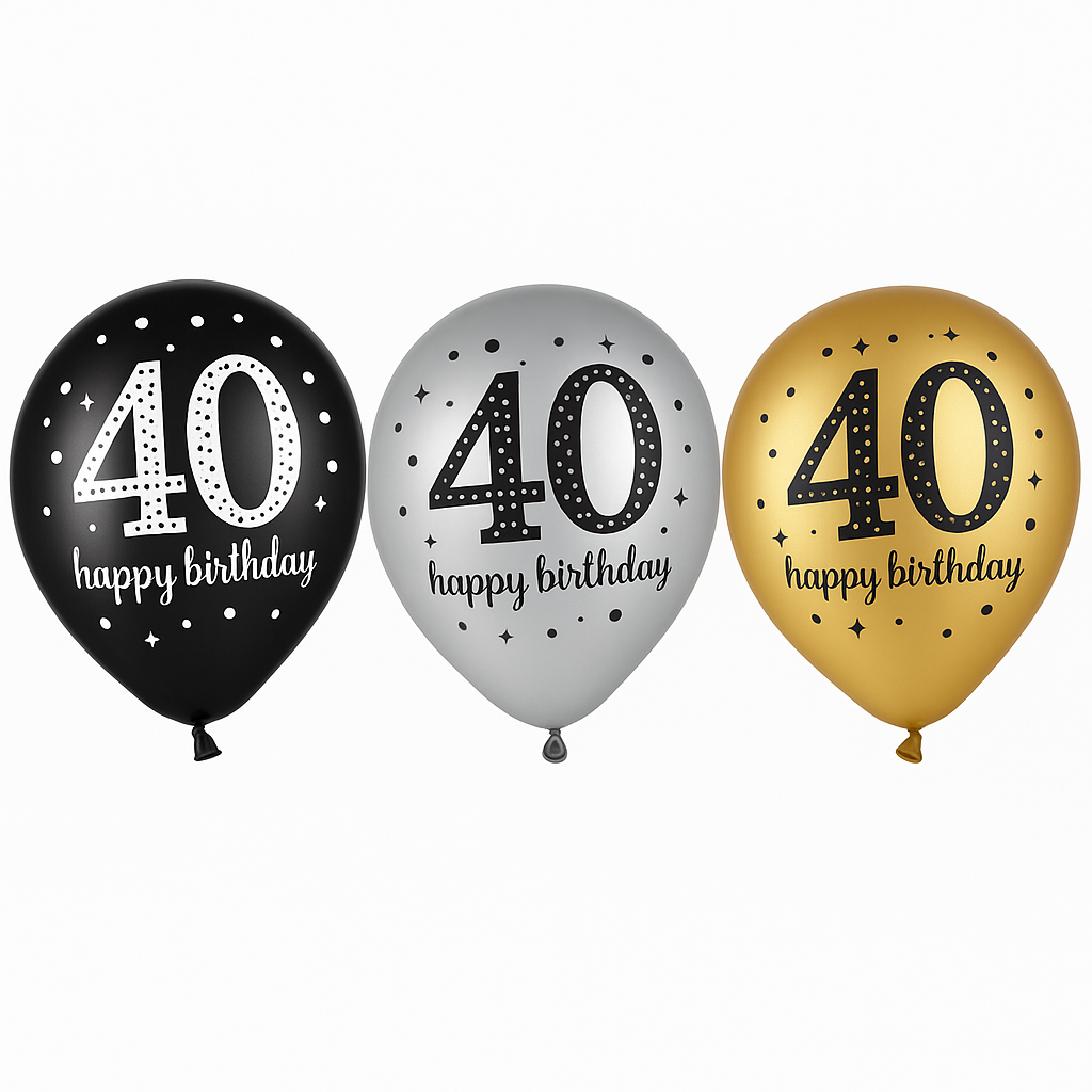 8 Globos de Látex 40 Años Elegante