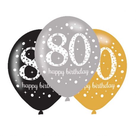 8 Globos de Látex 80 Años Elegante