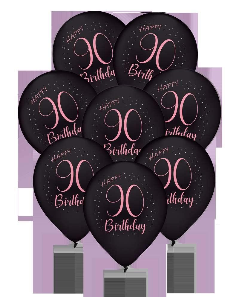 8 Globos de Látex 90 Años Elegante Rosa