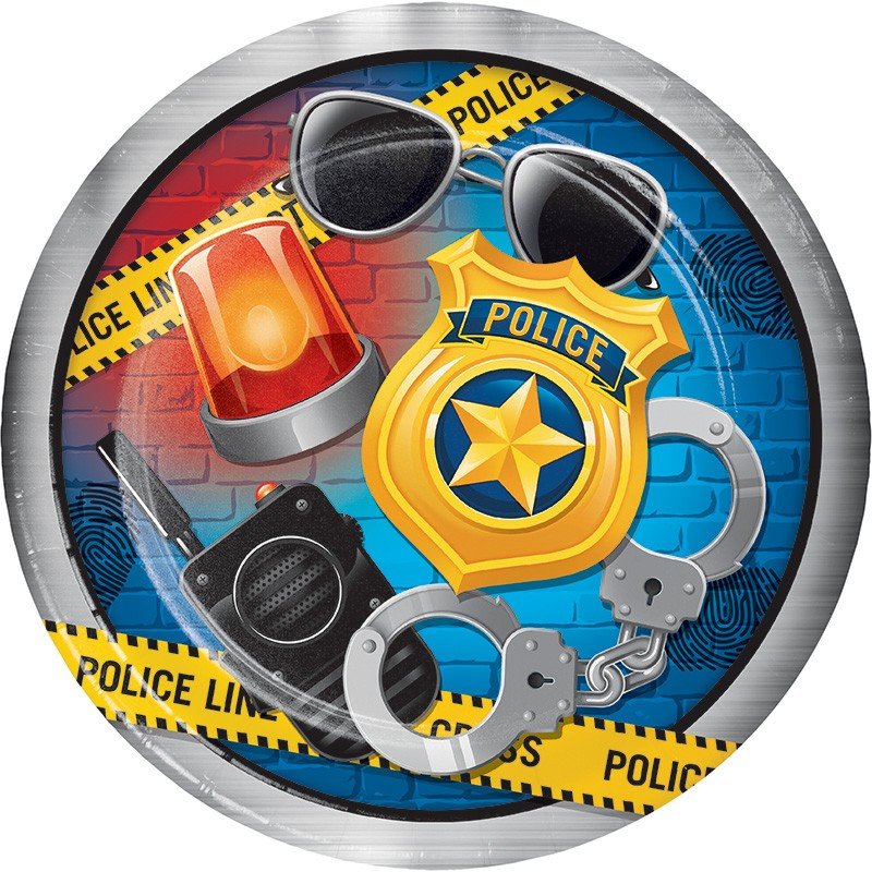 8 ASSIETTES 23 CM POLICE PARTY