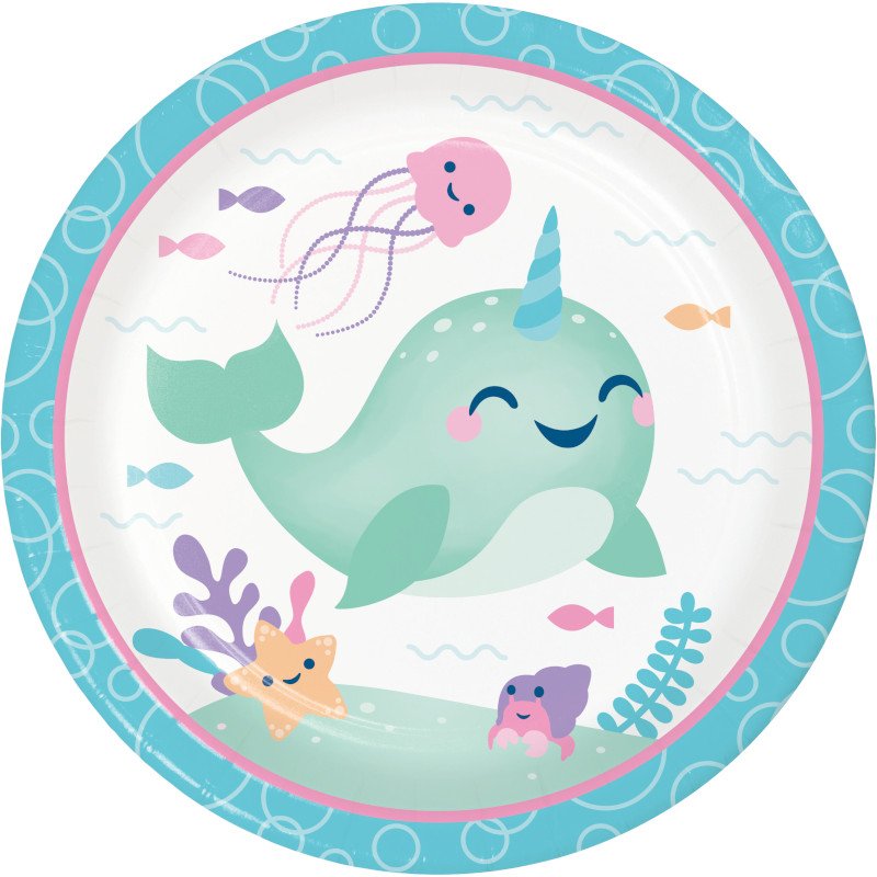 8 Piatti 23 cm NARWHAL PARTY