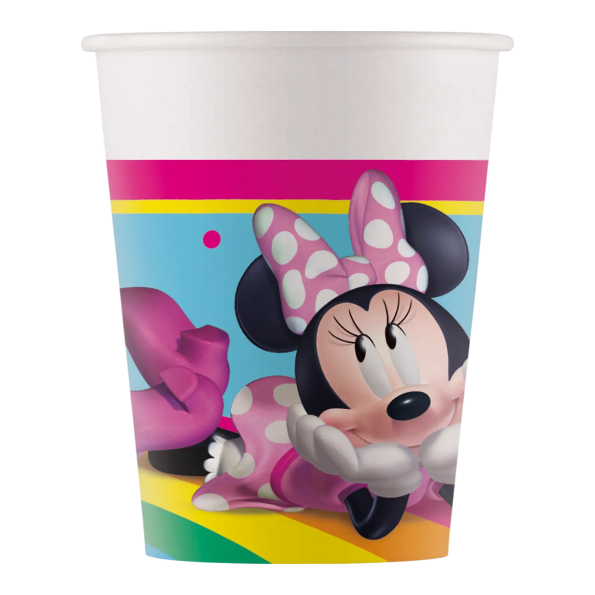 8 VASOS DE PAPEL MINNIE RAINBOW