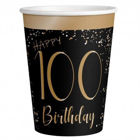 8 Vasos Elegant Negro 100 Años 250 ml