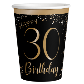 8 Vasos Elegant Negro 30 Años 250 ml