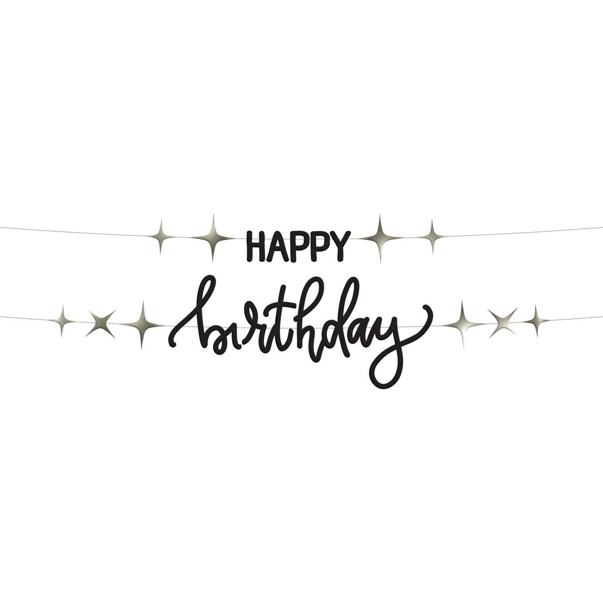 Striscione nero di buon compleanno 14 cm x 1 m