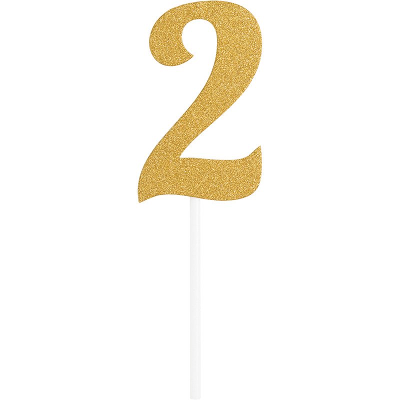 DECORAZIONE PER TORTA N. 2 GLITTER ORO