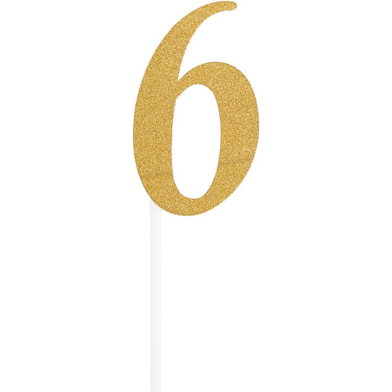DECORAZIONE PER TORTA N. 6 GLITTER ORO