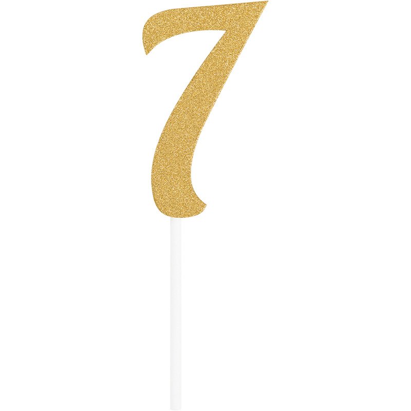 DECORACION PASTEL NUM. 7 ORO GLITTER