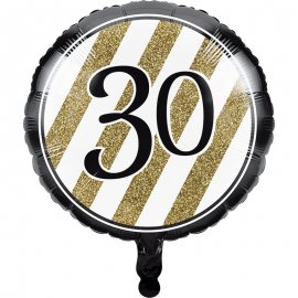PALLONCINO IN FOIL 45 CM '30 NERO E ORO