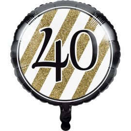 PALLONCINO IN FOIL 45 CM '40 NERO E ORO