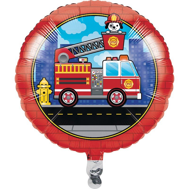 GLOBO FOIL 45 CM FLAMING FIRE TRUCK