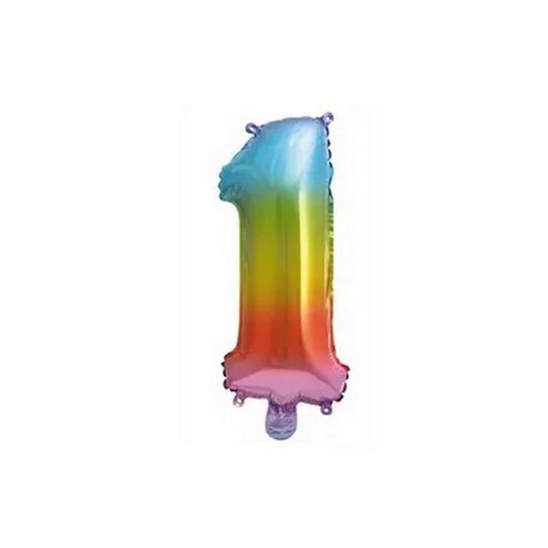 PALLONCINO NUMERO 1 35 CM ARCOBALENO