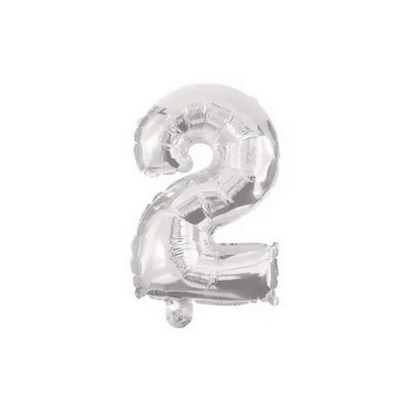 GLOBO NUMERO 2 DE 32 CM SILVER