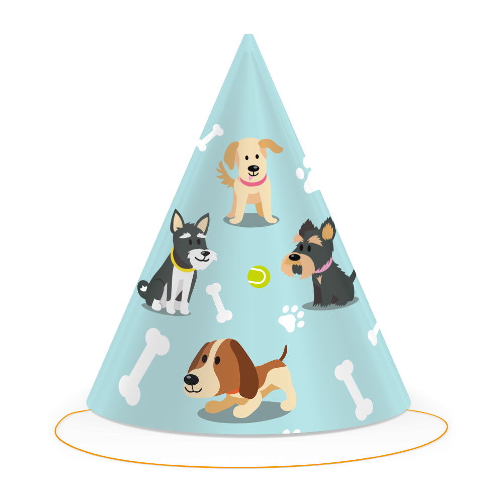 8 Gorros Infantiles Dog Party