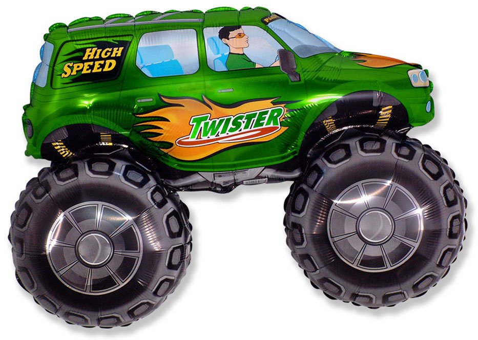 Palloncino verde Big Wheels 96 x 68 cm