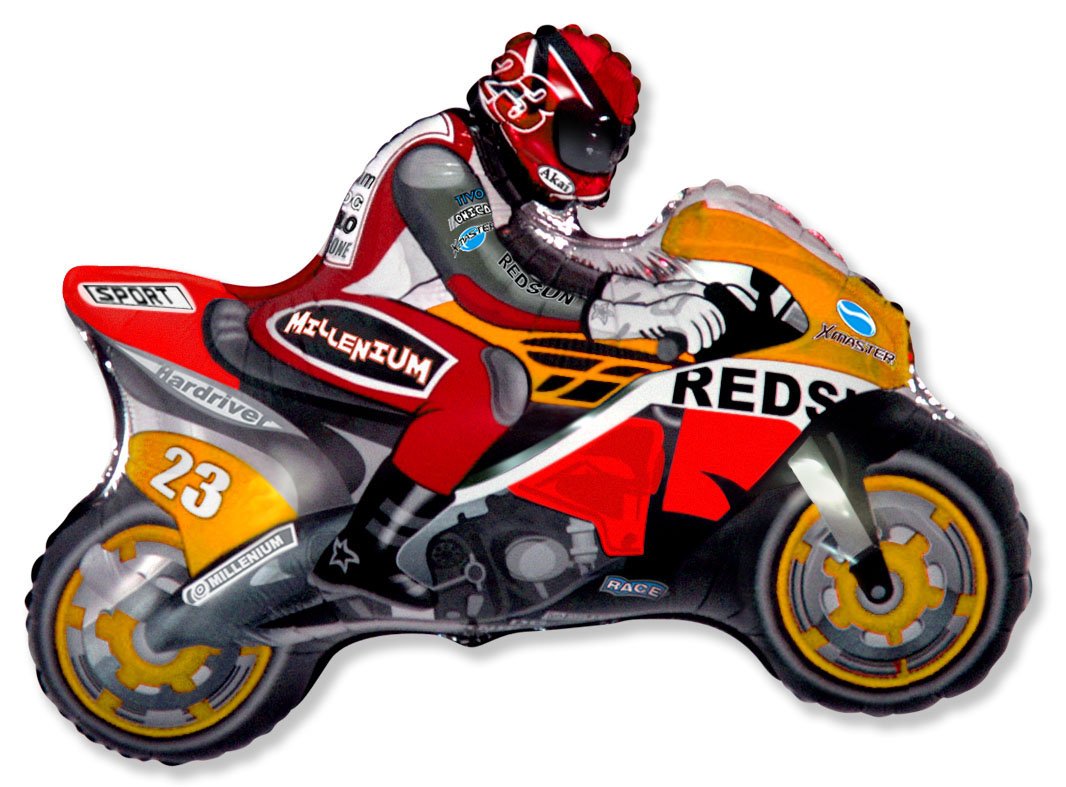 Globo Moto Racing Naranja 84 x 66 cm