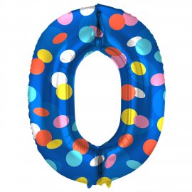 Palloncino numero 0 a pois colorati 86 cm